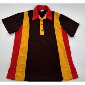 Vintage 70s Burger King Employee Uniform Shirt Colorblock Polo Mens Large Retro